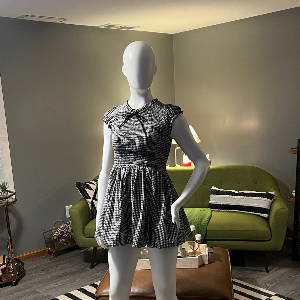 Chic Black and White Gingham Mini Dress